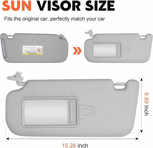 Gray Driver Left Side Sun Visor Replacement Compatible with Hyundai Elantra 2007 2008 2009 2010 Replace 85201-2H110-8M in Saudi Arabia