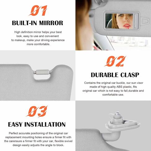 Gray Driver Left Side Sun Visor Replacement Compatible with Hyundai Elantra 2007 2008 2009 2010 Replace 85201-2H110-8M in Saudi Arabia