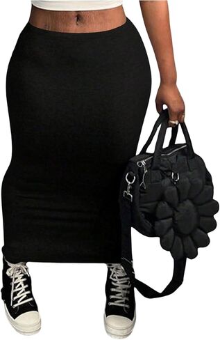 WDIRARA Women's Plus Size Bodycon Skirt Elastic Waist Stretch Long Skirts in Saudi Arabia