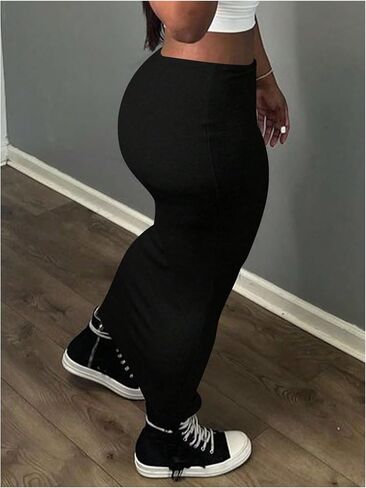 WDIRARA Women's Plus Size Bodycon Skirt Elastic Waist Stretch Long Skirts in Saudi Arabia