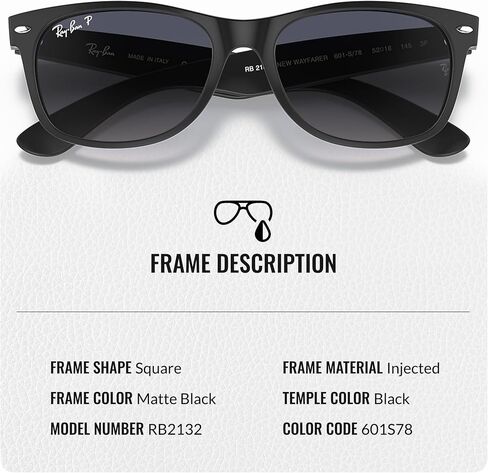 نظارات شمسية Ray-Ban RB2132 NEW WAYFARER CLASSIC مربعة الشكل للرجال والنساء مع مجموعة نظارات RAYBAN الرسمية in Saudi Arabia