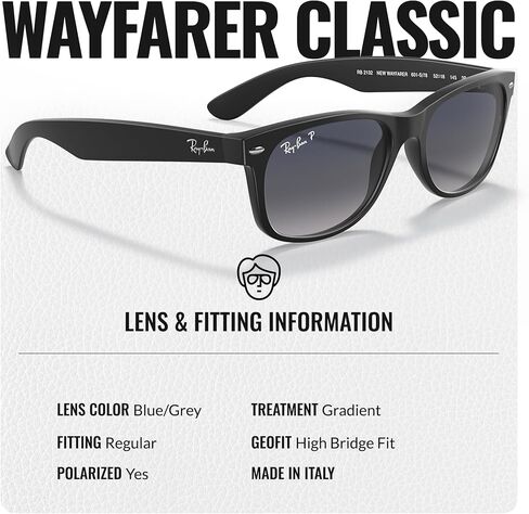 نظارات شمسية Ray-Ban RB2132 NEW WAYFARER CLASSIC مربعة الشكل للرجال والنساء مع مجموعة نظارات RAYBAN الرسمية in Saudi Arabia