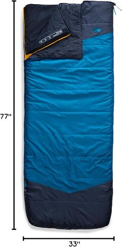 THE NORTH FACE Dolomite One 15F / -9C، كيس نوم معزول للتخييم 3 في 1، أزرق فاتح/أصفر مشع-NPF، طويل in Saudi Arabia