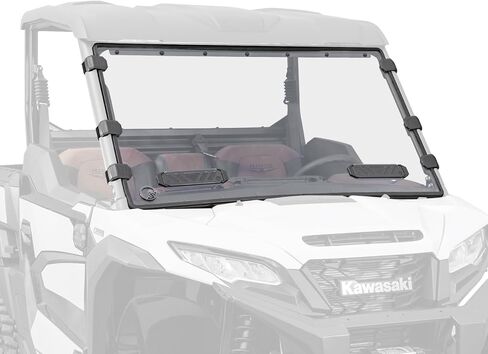 SuperATV Scratch Resistant Polycarbonate Vented Full Windshield Compatible With Kawasaki Ridge 2024+ | Clear | Made of 1/4" polycarbonate | 250x stronger than glass | 25x stronger than acrylic in Saudi Arabia