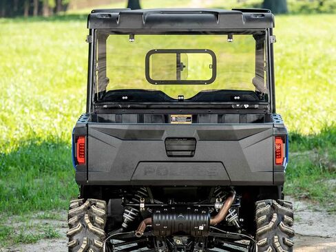 SuperATV Sliding Window Rear Windshield for 2015+ Polaris Ranger Midsize 500 / 570 / ETX / EV | USA Made | 1/4" Polycarbonate | Eliminates Suction from Front Windshield in Saudi Arabia