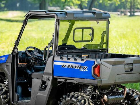SuperATV Sliding Window Rear Windshield for 2015+ Polaris Ranger Midsize 500 / 570 / ETX / EV | USA Made | 1/4" Polycarbonate | Eliminates Suction from Front Windshield in Saudi Arabia