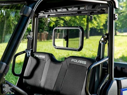 SuperATV Sliding Window Rear Windshield for 2015+ Polaris Ranger Midsize 500 / 570 / ETX / EV | USA Made | 1/4" Polycarbonate | Eliminates Suction from Front Windshield in Saudi Arabia