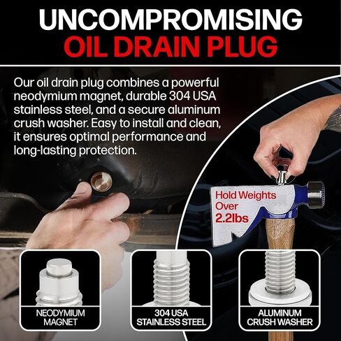 Votex - Magnetic Oil Drain Plug fits Ford F-150 (2011-2025) - 3.5 Liter - 6 Cylinder - Made in USA - Stainless Steel in Saudi Arabia