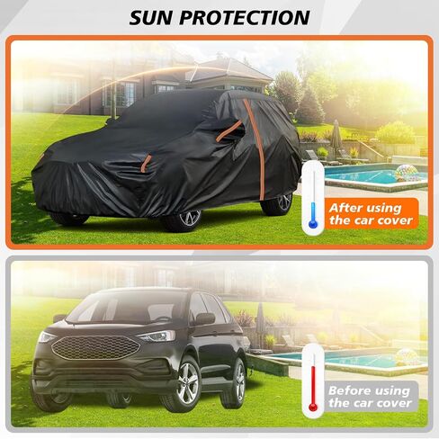Cover for Ford Edge, Custom Fit Edge Cover 2007-2024, Car Covers for Automobiles All Weather Waterproof, Full Exterior Covers Sun UV Dust Snow Protection, SUV Cover with Door Zipper/Reflective Strip in Saudi Arabia