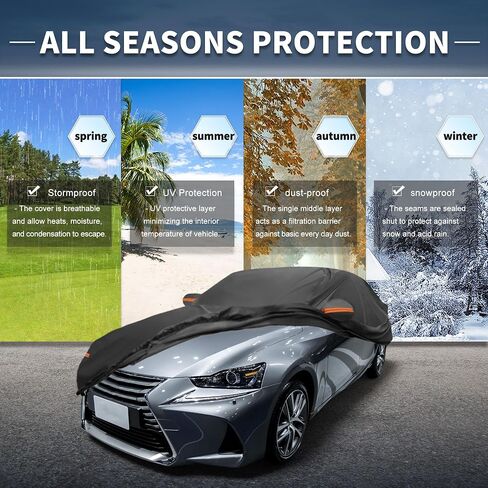 X AUTOHAUX Car Cover Outdoor Waterproof Sun Rain Snow Hail Protection with Left Side Door Zipper 210D-PU for Lexus is Sedan in Saudi Arabia