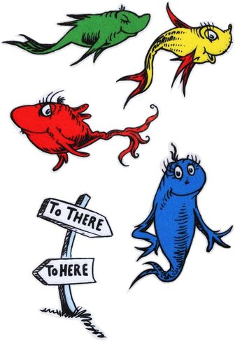 Dr. Seuss One Fish Two Fish Patch Set - Set of 6 Felt Patches with Iron-On Instructions, Officially Licensed in Saudi Arabia