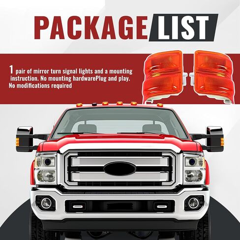 HECASA زوج مرآة بدوره أضواء الإشارة متوافق مع 2008-2016 Ford F250 F350 Super Duty متوافق مع FO2570102 Turn Signal Marker Light Lamp Driver & Passenger Side Lens العنبر الإسكان الفضي in Saudi Arabia