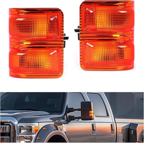 HECASA زوج مرآة بدوره أضواء الإشارة متوافق مع 2008-2016 Ford F250 F350 Super Duty متوافق مع FO2570102 Turn Signal Marker Light Lamp Driver & Passenger Side Lens العنبر الإسكان الفضي in Saudi Arabia