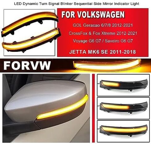 AJHLJ® 2Pcs LED Dynamic Turn Signal Light Side Mirror Blinker Sequential Lamp Assembly for Volkswagen Jetta Mk6 SE 2011-2018 Gol Geracao 6/7/8 (Black) in Kuwait