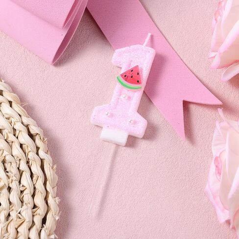 1st Birthday Candle, Shiny Pink Number Candle Cute Cake Topper for Girls Women First Birthday Decoration Anniversary (Bee) in Saudi Arabia