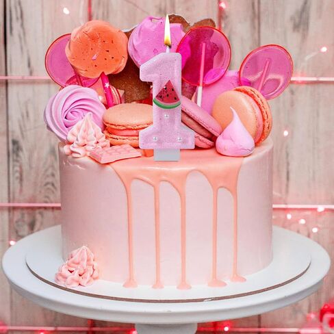 1st Birthday Candle, Shiny Pink Number Candle Cute Cake Topper for Girls Women First Birthday Decoration Anniversary (Bee) in Saudi Arabia