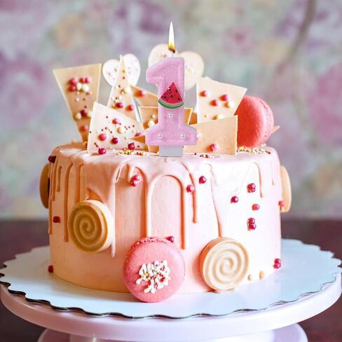 1st Birthday Candle, Shiny Pink Number Candle Cute Cake Topper for Girls Women First Birthday Decoration Anniversary (Bee) in Saudi Arabia