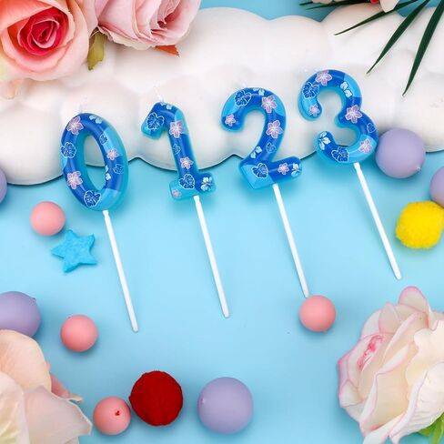 شموع أرقام عيد الميلاد الكرتونية، غلاف كعكة عيد ميلاد بطابع الرسوم المتحركة الأزرق للأولاد والبنات والأطفال ديكورات حفلات الكب كيك (رقم 8) in Saudi Arabia