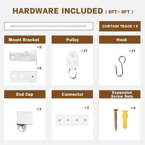 Ceiling Curtain Track, Curtain Track Set, Room Divider Ceiling Track, Ceiling/Wall Mount Tracks for Living Room Bathroom Bedroom, White (6ft - 9ft) in Saudi Arabia