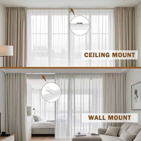 Ceiling Curtain Track, Curtain Track Set, Room Divider Ceiling Track, Ceiling/Wall Mount Tracks for Living Room Bathroom Bedroom, White (6ft - 9ft) in Saudi Arabia