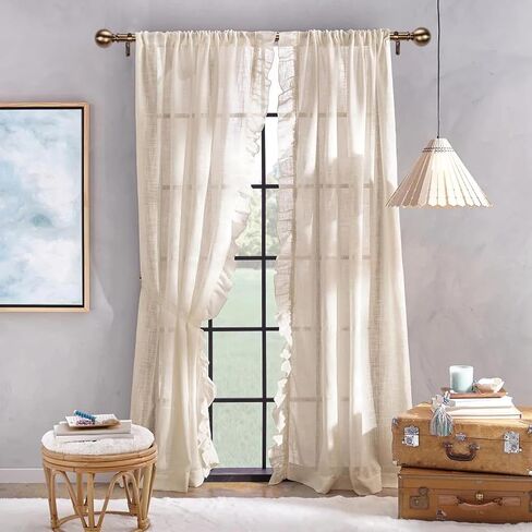 Brass Curtain Rods for Windows 18 to 88 inches, 1 Inch Modern Metal Drapery Rods, Adjustable Heavy Duty Curtain Pole with Round Finials(18"-88" Antique Brass) in Saudi Arabia