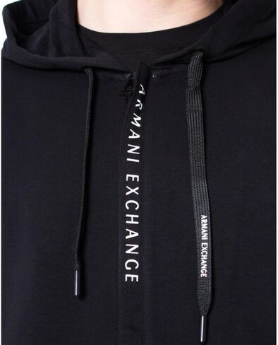Armani Exchange Men's Logo Regular Fit Stretch Cotton Zip Up Hooded Sweatshirt, Black, Small in Saudi Arabia