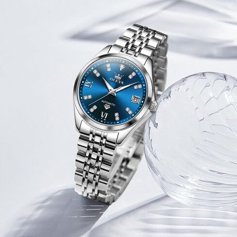 OLEVS Womens Automatic Watch Diamond Luxury Date Ladies Dress Classic Self Winding Wrist Watches Luminous Waterproof in Saudi Arabia