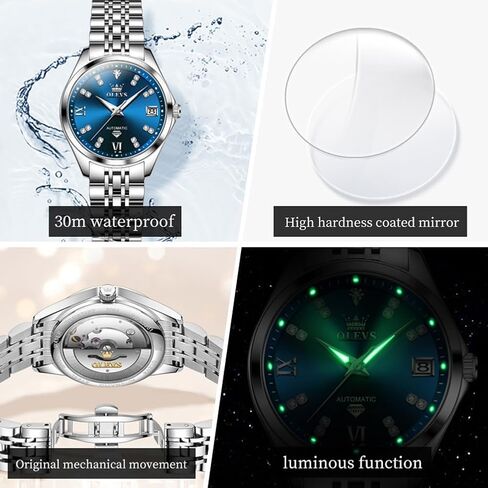 OLEVS Womens Automatic Watch Diamond Luxury Date Ladies Dress Classic Self Winding Wrist Watches Luminous Waterproof in Saudi Arabia