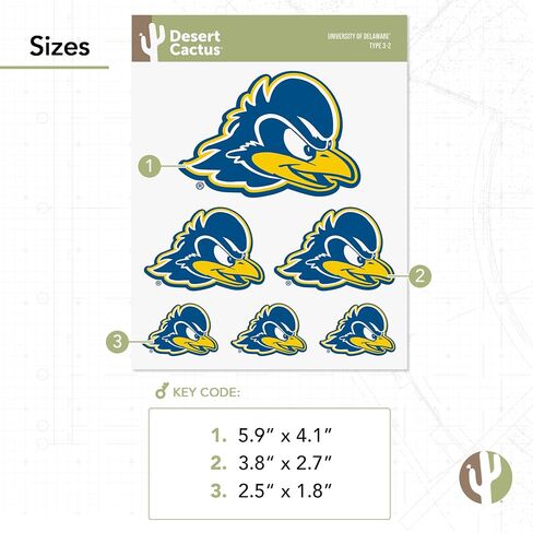 Desert Cactus University of Delaware Stickers Fightin Blue Hens UD Vinyl Decals Laptop Water Bottle Car Scrapbook T3 (Type 3-1) in Saudi Arabia