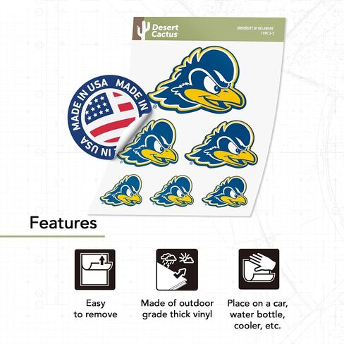 Desert Cactus University of Delaware Stickers Fightin Blue Hens UD Vinyl Decals Laptop Water Bottle Car Scrapbook T3 (Type 3-1) in Saudi Arabia