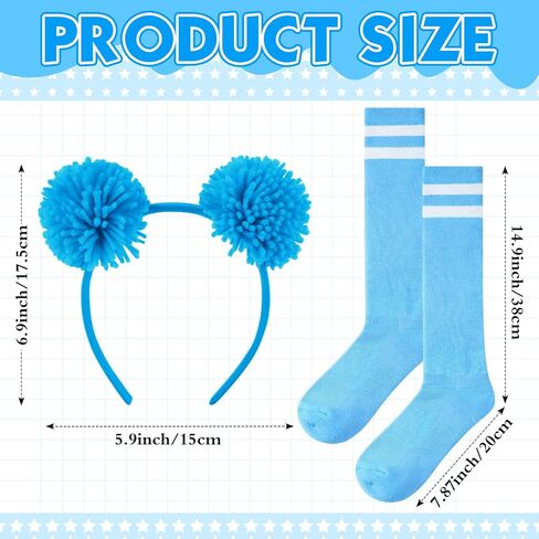 2 Pcs Pompom Ball Headband and Socks, Halloween Bear Ears Fluffy Headwear Cosplay Costume for Women in Saudi Arabia