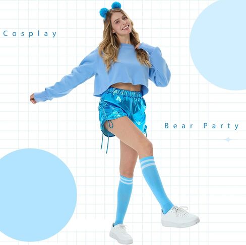 2 Pcs Pompom Ball Headband and Socks, Halloween Bear Ears Fluffy Headwear Cosplay Costume for Women in Saudi Arabia