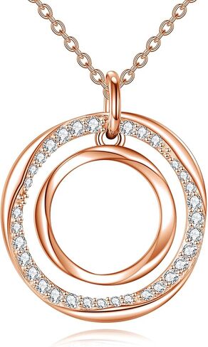 KZX Circle Necklace for Women 925 Sterling Silver Round Pendant Necklace Circle Jewelry Circle Gifts for Women Lover Wife in Saudi Arabia