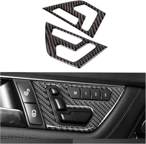Compatible with Mercedes Benz C-Class 2007-2013 W204 Compatible Carbon Fiber Seat Button Cover Decal Stickers Car Interior Accessories in Saudi Arabia
