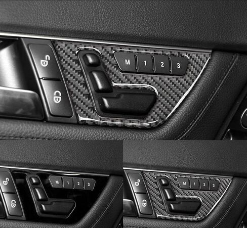 Compatible with Mercedes Benz C-Class 2007-2013 W204 Compatible Carbon Fiber Seat Button Cover Decal Stickers Car Interior Accessories in Saudi Arabia