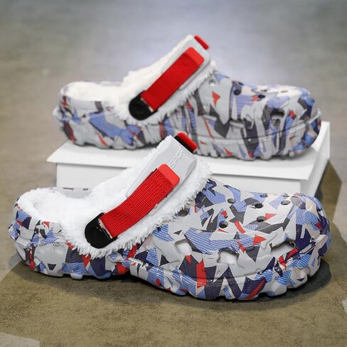 قباقيب شتوية مبطنة بالفرو الصناعي للجنسين - شباشب دافئة خفيفة الوزن للرجال والنساء سهلة الارتداء مع رغوة فخمة للأماكن الداخلية والخارجية in Kuwait