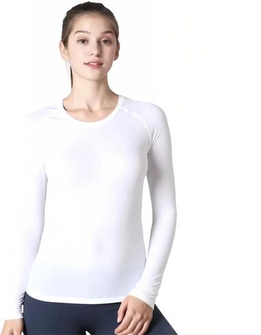 Women's Long Sleeve Compression Shirts Top Slim Athletic Workout Yoga Gym Rash Guard Base Layer in Saudi Arabia
