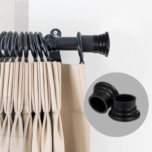 4 Pcs Window Curtain Rod End Trim Caps Black Window Curtain Rod Cap Curtains Rods Ends Decorative Cap for 28mm / 1.13 Inch Diameter Rods in Saudi Arabia