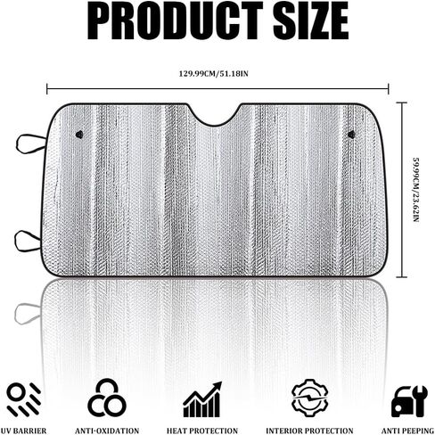 Car Windshield Sunshade, Windshield Sun Shade Foldable, 51" x 23" Aluminum Foil Insulation Sun Protector, Universal Summer Vehicle Keep Cool Accessories for Most Cars SUVs and Trucks in Saudi Arabia