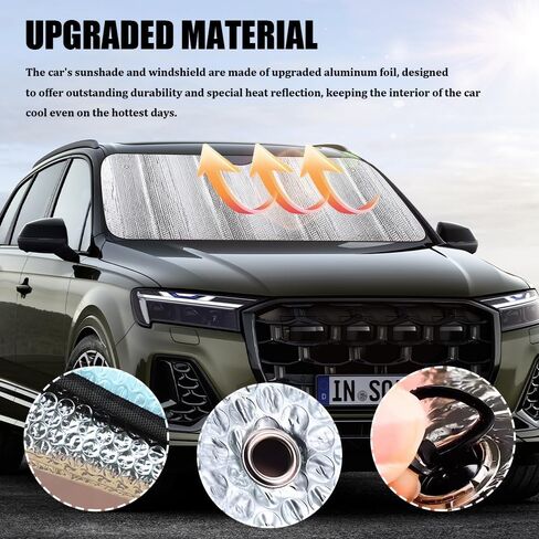 Car Windshield Sunshade, Windshield Sun Shade Foldable, 51" x 23" Aluminum Foil Insulation Sun Protector, Universal Summer Vehicle Keep Cool Accessories for Most Cars SUVs and Trucks in Saudi Arabia
