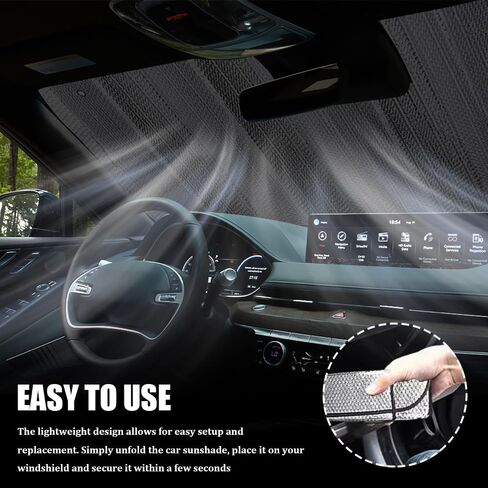 Car Windshield Sunshade, Windshield Sun Shade Foldable, 51" x 23" Aluminum Foil Insulation Sun Protector, Universal Summer Vehicle Keep Cool Accessories for Most Cars SUVs and Trucks in Saudi Arabia