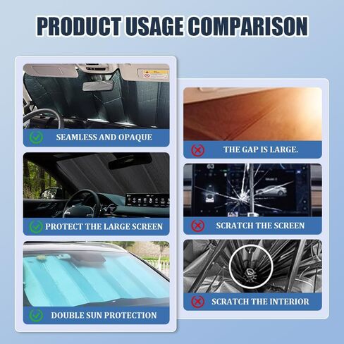 Car Windshield Sunshade, Windshield Sun Shade Foldable, 51" x 23" Aluminum Foil Insulation Sun Protector, Universal Summer Vehicle Keep Cool Accessories for Most Cars SUVs and Trucks in Saudi Arabia
