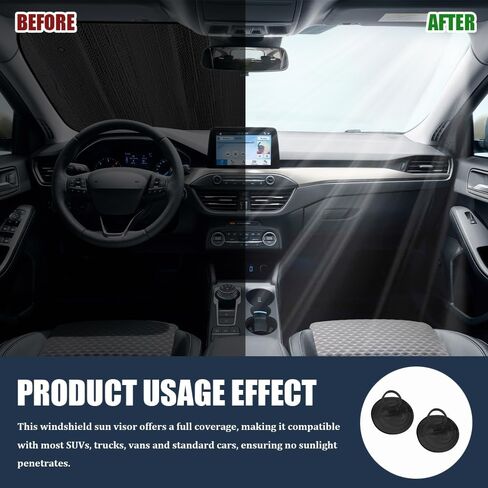 Car Windshield Sunshade, Windshield Sun Shade Foldable, 51" x 23" Aluminum Foil Insulation Sun Protector, Universal Summer Vehicle Keep Cool Accessories for Most Cars SUVs and Trucks in Saudi Arabia