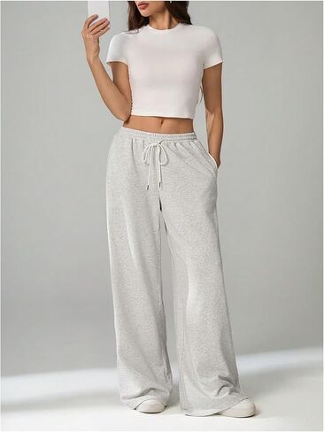 Women's Baggy Sweatpants Drawstring Wide Leg Sweatpants Sports Track Sweat Pants Trousers Joggers in Saudi Arabia