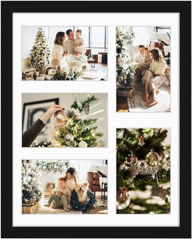 Golden State Art, 11x14 White Wood Frame with White Mat - Displays Five 4x6 Photos - Real Glass, Sawtooth Hangers, Swivel Tabs - Wall Mounting, Landscape, Portrait in Kuwait