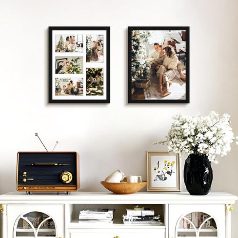 Golden State Art, 11x14 White Wood Frame with White Mat - Displays Five 4x6 Photos - Real Glass, Sawtooth Hangers, Swivel Tabs - Wall Mounting, Landscape, Portrait in Kuwait