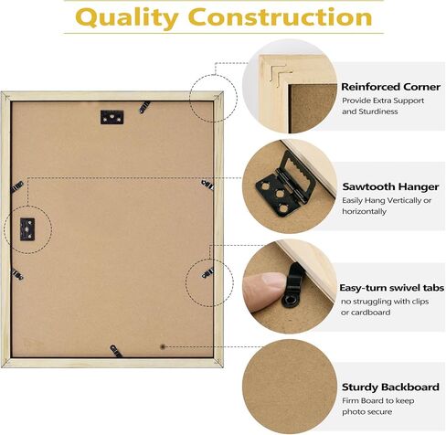 Golden State Art, 11x14 White Wood Frame with White Mat - Displays Five 4x6 Photos - Real Glass, Sawtooth Hangers, Swivel Tabs - Wall Mounting, Landscape, Portrait in Kuwait