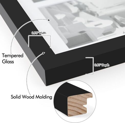 Golden State Art, 11x14 White Wood Frame with White Mat - Displays Five 4x6 Photos - Real Glass, Sawtooth Hangers, Swivel Tabs - Wall Mounting, Landscape, Portrait in Kuwait
