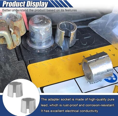 1 Pair Car Battery Post Shims, Pure Lead Auto Positive & Negative Post Converter Shim Caps, Anode Cathode Adaptor Sleeve, Universal Car Battery Terminal Connection Part Accessories (2PCS) in Saudi Arabia