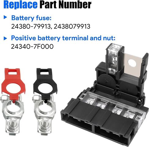 فتيل البطارية ومشبك طرفية البطارية الإيجابية 24340-7F000 متوافق مع Nissan 350Z 2003-2009 NV200 2013-2022 لـ Infiniti FX35 FX45 2003-2008 G35 2003-2007 استبدل 24380-79913 in Saudi Arabia